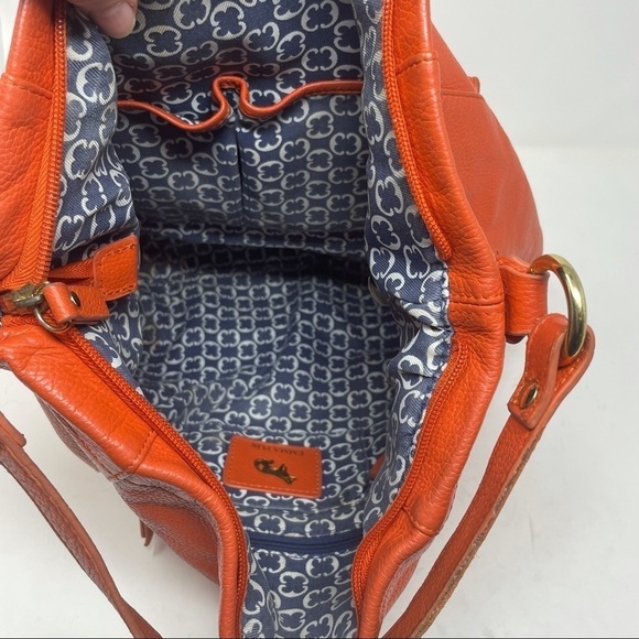 Emma Fox Leather Shoulder Bag – Orange with Blue/White Lining - Picture 8 of 13